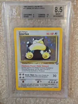 Snorlax Unlimited Holo Jungle #11/64 BGS 8.5 Beckett 1999 Pokemon English NM-MT - Image 3
