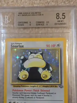 Snorlax Unlimited Holo Jungle #11/64 BGS 8.5 Beckett 1999 Pokemon English NM-MT - Image 4