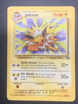 Pokemon Card TCG Jolteon #20/64 Jungle Set Non Holo Rare WOTC VTG 1999 LP - Image 1