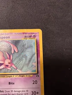 Espeon 1/75 FART SWIRL Holo Rare - Pokemon Neo Discovery - Vintage DMG - Image 4