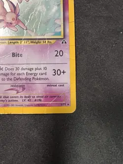 Espeon 1/75 FART SWIRL Holo Rare - Pokemon Neo Discovery - Vintage DMG - Image 5