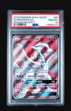 Pokemon Reshiram GX Dragon Majesty Full Art #65 PSA 10 Gem Mint 2018 - Image 1