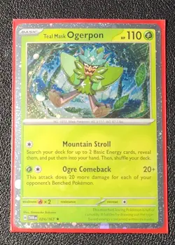 cosmos holo Teal Mask Ogerpon 024/167 Pokemon card SV Twilight Masquerade NM - Image 1