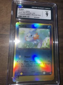 2003 Pokemon Mudkip Black Star Promos 010 Pokemon League Reverse Holo CGC 9 Mint - Image 3