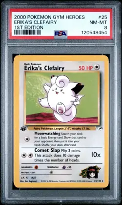 2000 POKEMON GYM HEROES 25 ERIKA'S CLEFAIRY 1ST EDITION NEAR MINT-MINT PSA 8 - Image 1