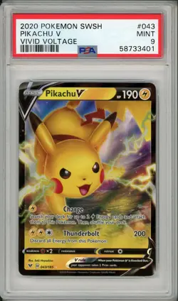 2020 Pokemon SWSH Vivid Voltage Pikachu V #043 PSA 9 - Image 1