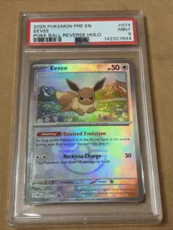 Eevee Poke Ball Reverse Holo PSA 9 Prismatic Evolutions 74/131 2025 Pokemon - Image 1