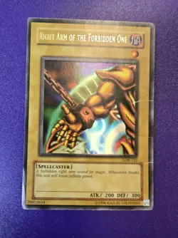 Right Arm of the Forbidden One Ultra Rare Unl Ed LOB-122 DMG Yugioh - Image 1