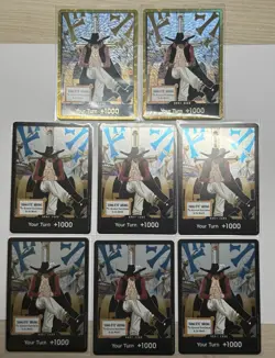 Lot Of 8: One Piece OP14 DON!! Card Hawk Eye Mihawk , 2 x Gold - Image 1