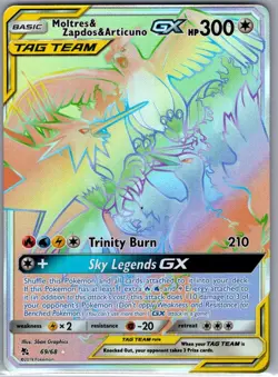 Moltres & Zapdos & Articuno GX (Secret) 69/68 Hidden Fates - Pokemon Card - NM - Image 1