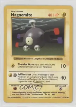 Magnemite Shadowless Pokemon Base Set #53 1999 - Image 1