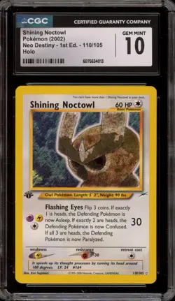 Pokemon Shining Noctowl Neo Destiny 1st Edition Holo Secret Rare #110 CGC 10 - Image 1