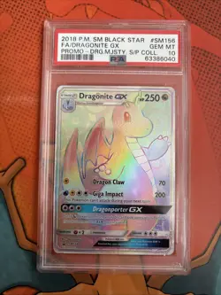 Pokemon Dragonite GX Full Art Rainbow SM156 Black Dragon Majesty PSA 10 LOW POP - Image 1