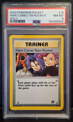 Here Comes Team Rocket! 15/82 Team Rocket Holo PSA 8 Pokemon - Image 1