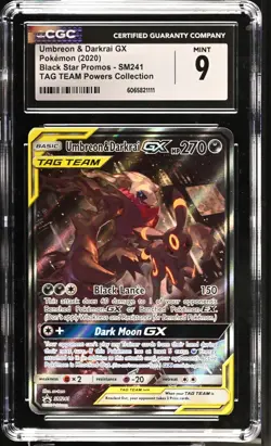 2020 Pokemon Umbreon & Darkrai GX SM241 Holo Promo Tag Team CGC 9 - Image 1