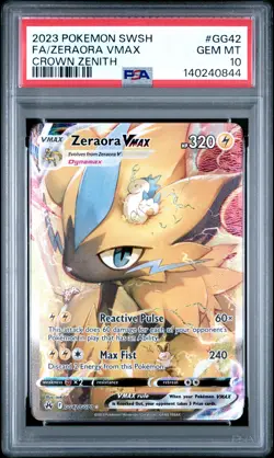 PSA 10 ZERAORA VMAX GG42/GG70 SWORD SHIELD CROWN ZENITH POKEMON - Image 1