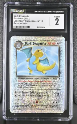 Pokemon Card CGC 2 Dark Dragonite Reverse Holo Legendary Collection 5/110 - Image 1