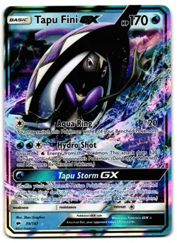 Tapu Fini GX 39/147 - Burning Shadows Rare GX Pokemon TCG Holo - LP Card - Image 1