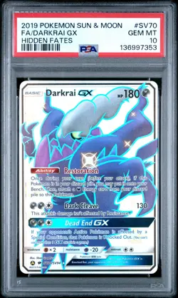 2019 POKEMON SUN & MOON HIDDEN FATES #SV70 FULL ART/DARKRAI GX PSA 10 - Image 1