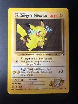 LT. SURGE'S PIKACHU 81/132 - POKEMON GYM HEROES - NON-HALO - NM - Image 1
