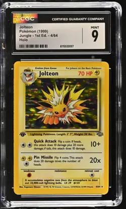 CGC 9 MINT Jolteon 1999 Jungle 1st Edition 4/64 Holo Pokemon Card - Image 1