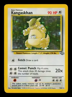 Pokemon Card Kangaskhan 5/64 Jungle Holo Rare Vintage Original WOTC LP 1999 - Image 1