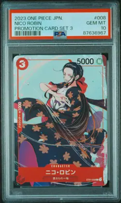 PSA 10 GEM MINT JAPANESE ONE PIECE 2023 NICO ROBIN ST01-008 PROMOTION CARD - Image 1