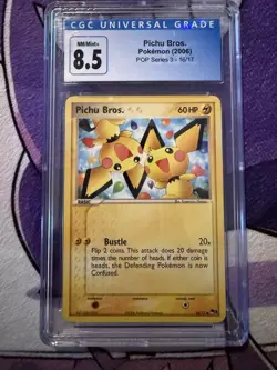 CGC 8.5 Blue Label 2006 Pokemon Pichu Bros. 16/17 POP Series 3 - Image 1