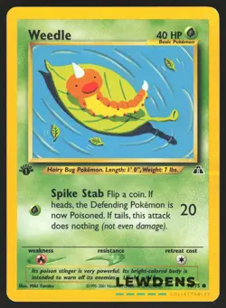 Weedle - 70/75 - Common 1st Edition - Neo Discovery - Pokemon Card - DMG - Image 1