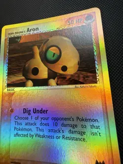 Team Magma’s Aron 59/95 EX Team Magma vs Team Aqua Reverse Holo Pokemon Card NM - Image 3