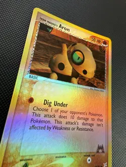 Team Magma’s Aron 59/95 EX Team Magma vs Team Aqua Reverse Holo Pokemon Card NM - Image 4