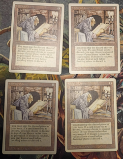 Library of Leng x4 Revised Heavy Played / Damaged MTG Magic the Gathering - Image 1