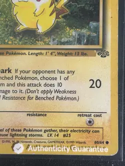 Pikachu 60/64 Jungle Set 1st Edition 1999 Vintage Pokemon TCG eBay Authentic - Image 4