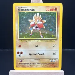Pokemon TCG Hitmonchan 7/102 Base Set Holo Rare Unlimited WOTC Vintage 1999 - Image 1