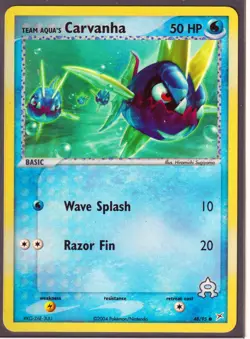 POKEMON Team Aqua's CARVANHA 48/95 EX Team Magma vs Team Aqua REVERSE HOLO NM - Image 1