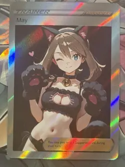 Pokemon May Anime Waifu Custom DIY Trainer Art Pokemon card - Image 1