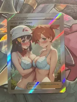 Pokemon Misty & Dawn Anime Waifu Custom DIY Trainer Art Pokemon card - Image 1