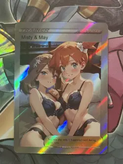 Pokemon Misty & May Anime Waifu Custom DIY Trainer Art Sexy Pokemon card - Image 1