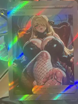 Pokemon Cynthia Anime Waifu Custom DIY Trainer Art Pokemon card - Image 2