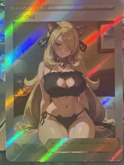Pokemon Cynthia Anime Waifu Custom DIY Trainer Art Pokemon card - Image 1