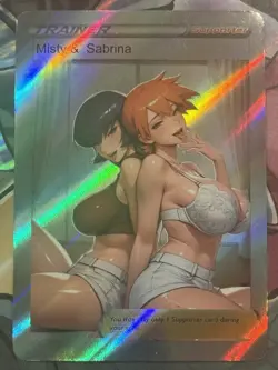 Pokemon Misty & Sabrina Anime Waifu Custom DIY Trainer Art Pokemon card - Image 1