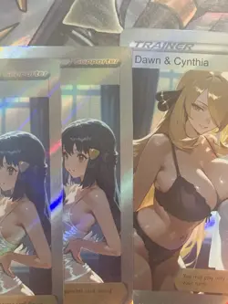 Pokemon Cynthia & Dawn Anime Waifu Custom DIY Trainer Art Pokemon card - Image 3