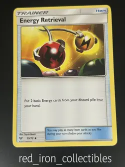 Energy Retrieval 59/73 Uncommon Shining Legends Pokemon Card NM - Image 1