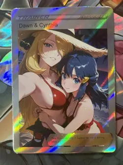 Pokemon Cynthia & Dawn Anime Waifu Custom DIY Trainer Art Pokemon card - Image 1