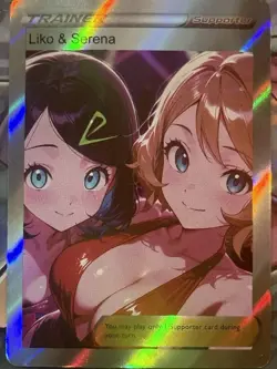 Pokemon Liko & Serena Anime Waifu Custom DIY Trainer Art Sexy Pokemon card - Image 1