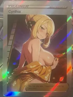 Pokemon Cynthia Anime Waifu Custom DIY Trainer Art Pokemon card - Image 1