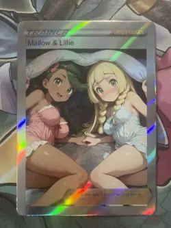 Pokemon Lillie & Mallow Anime Waifu Custom DIY Trainer Art Pokemon card - Image 2