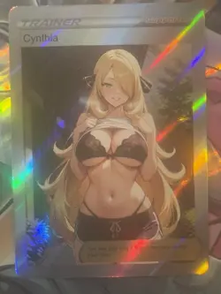 Pokemon Cynthia Anime Waifu Custom DIY Trainer Art Pokemon card - Image 1