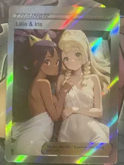 Pokemon Lillie & Iris Anime Waifu Custom DIY Trainer Art Pokemon card - Image 1