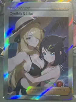 Pokemon Cynthia & Liko Anime Waifu Custom DIY Trainer Art Pokemon card - Image 2
